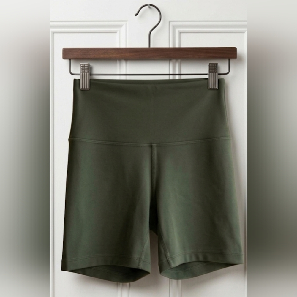 TNA TnAction High-Waist Biker Shorts – Dark Olive / Khaki Green (Size S) - Picture 4 of 4